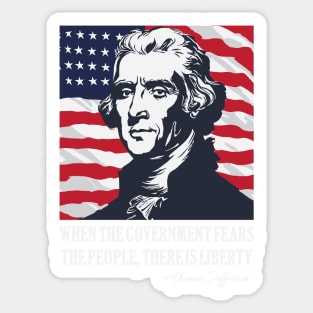 Thomas Jefferson - American Flag - 4th of July Sticker